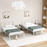 Modern Metal Platform Bed with Headboard and Footboard-White