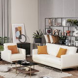 Modern Sofa Couch with Solid Metal Legs and Removable Backrest Cushion-White