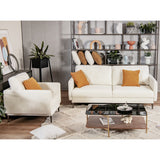 Modern Sofa Couch with Solid Metal Legs and Removable Backrest Cushion-White