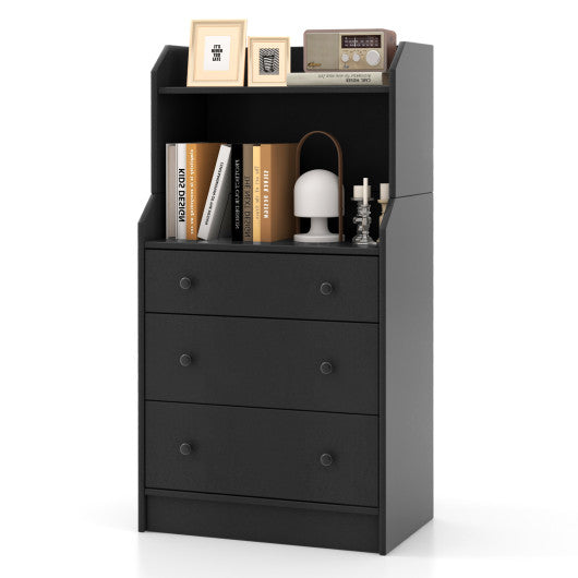 Modern Storage Dresser with Anti-toppling Device-Black