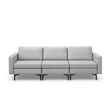 3-Seat Sectional Sofa Couch with Armrest Magazine Pocket and Metal Leg-Light Gray