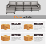 Modular L-shaped Sectional Sofa with Reversible Chaise and 2 USB Ports-Light Gray