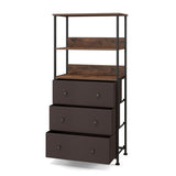 Chest of Fabric Drawer with 3 Folding Fabric Drawers and Anti-tipping Devices-Brown
