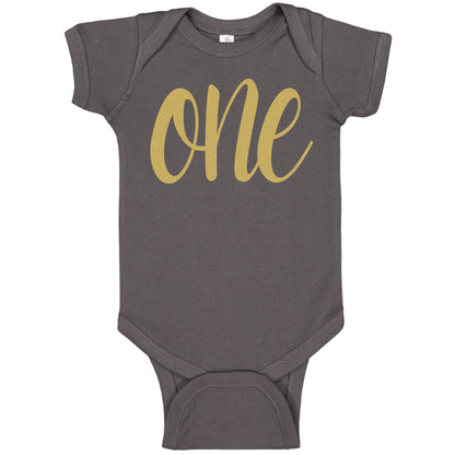 One Gold First Birthday Onesies & Bodysuits