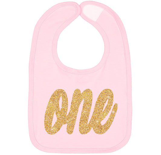 Gold One First Birthday Smash Cake Bibs