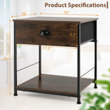 2 Tiers Nightstand with Open Storage Shelf for Living Room  Bedroom-1 Pieces