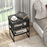 Nightstand with Flip up Door Storage Shelf-Black