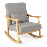 Nursery Rocking Accent Chair with Rubber Wood Armrests-Natural