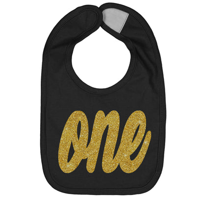 Gold One First Birthday Smash Cake Bibs