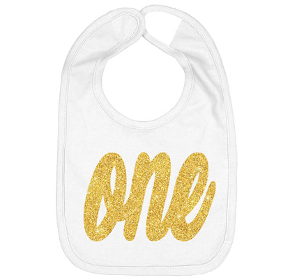 Gold One First Birthday Smash Cake Bibs