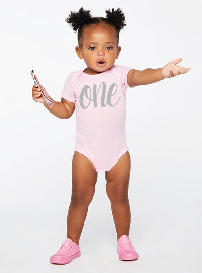One Silver First Birthday Onesies & Bodysuits