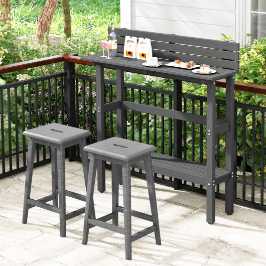 48" Patio Pub Height Table with Storage Shelf and Adjustable Foot Pads-Gray