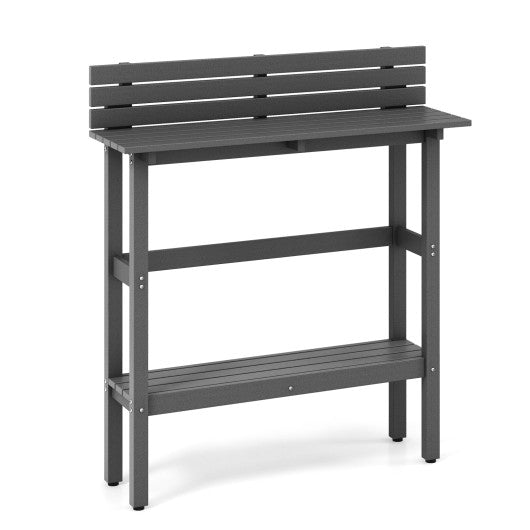 48" Patio Pub Height Table with Storage Shelf and Adjustable Foot Pads-Gray