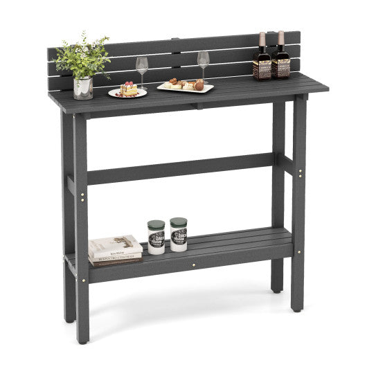 48" Patio Pub Height Table with Storage Shelf and Adjustable Foot Pads-Gray