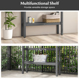 48" Patio Pub Height Table with Storage Shelf and Adjustable Foot Pads-Gray