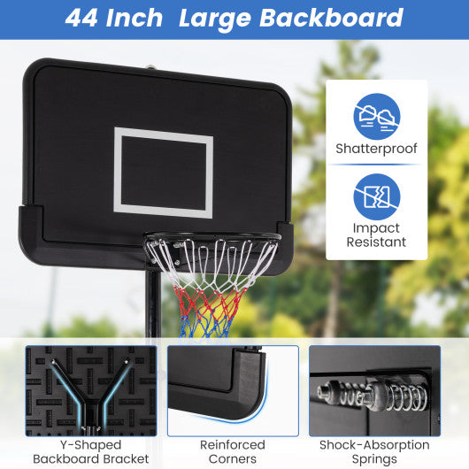 6.5-10 FT Adjustable Portable Basketball Hoop with 44 Inch Shatterproof Backboard & Fillable Base