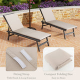 Outdoor Chaise Lounge Cushion Patio Furniture Folding Pad with Fixing Straps-Beige