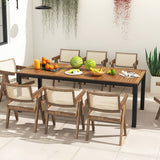 8-Person Outdoor Dining Table 79 Inch Acacia Wood Patio Table with Umbrella Hole