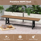3-4 Person Outdoor HDPE Bench with Metal Frame-Brown