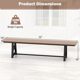 3-4 Person Outdoor HDPE Bench with Metal Frame-Brown