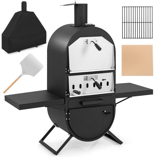 Outdoor Pizza Oven with 600D Oxford Fabric Cover 12 Inch Pizza Stone and Cooking Grill