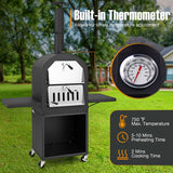 Outdoor Pizza Oven with Protective Cover and Grill Racks and Built-in Thermometer