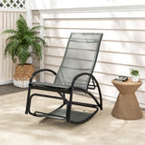 2-in-1 Outdoor Rocking Chair with 4-Position Adjustable Backrest for Patio Porch Poolside-Gray