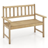Outdoor Indonesia Teak Wood Garden Bench 2-Person with Backrest and Armrests