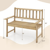Outdoor Indonesia Teak Wood Garden Bench 2-Person with Backrest and Armrests