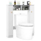 Over The Toilet Storage Cabinet with 2 Open Compartments and 4 Adjustable Shelves-White