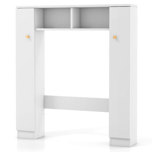 Over The Toilet Storage Cabinet with 2 Open Compartments and 4 Adjustable Shelves-White