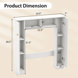 Over The Toilet Storage Cabinet with 2 Open Compartments and 4 Adjustable Shelves-White