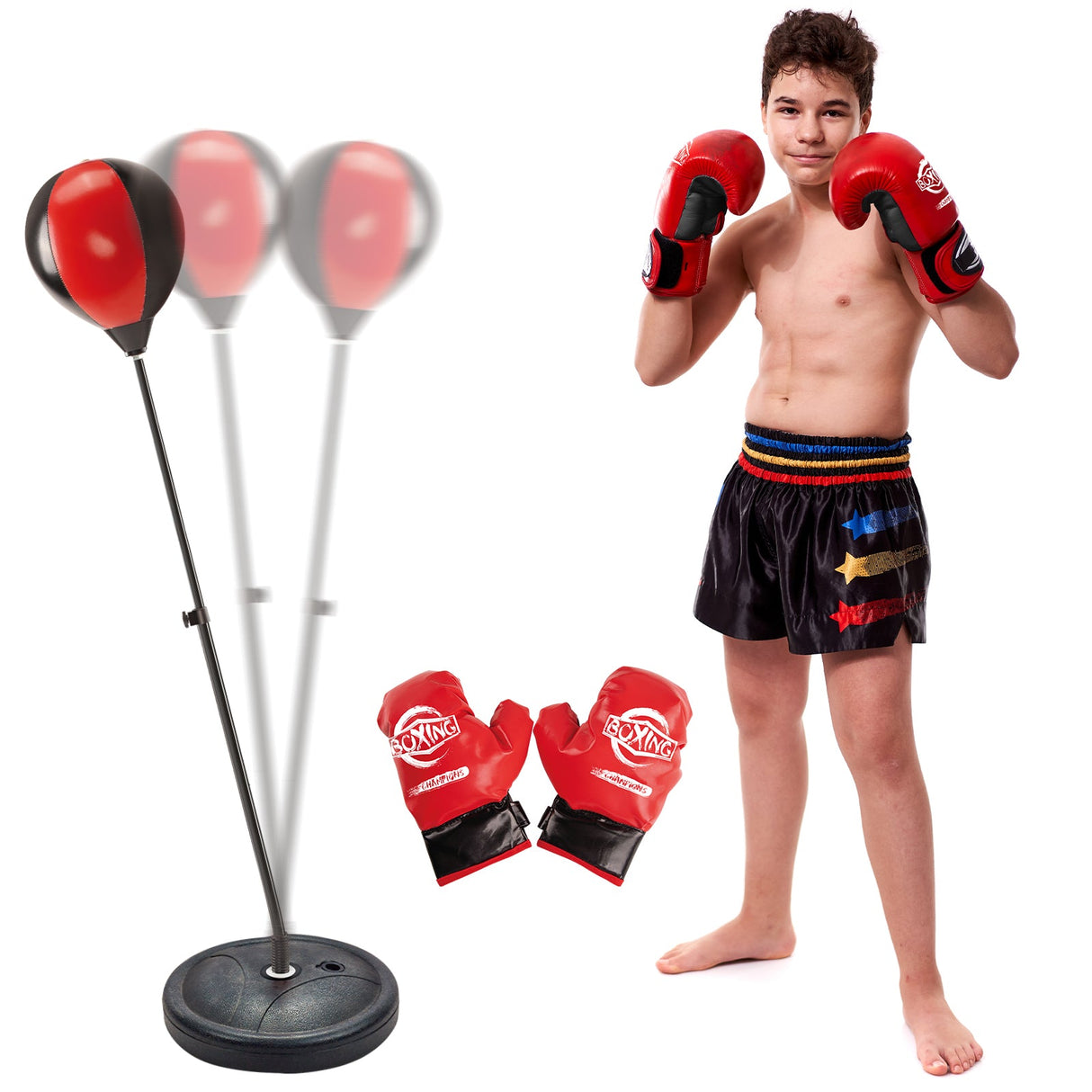 JoyBox Ultimate Kids Punching Bag Set – Adjustable Boxing Fun for Ages 3-10! Includes Stand & Gloves for Boys & Girls by Contixo