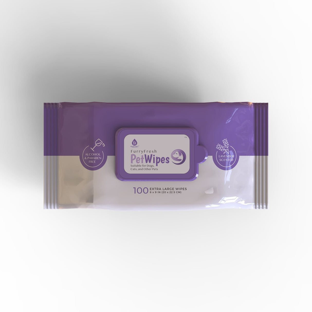 Furry Fresh Pet Wipes - Lavender Scented, 100 Extra Large Wipes by Pursonic