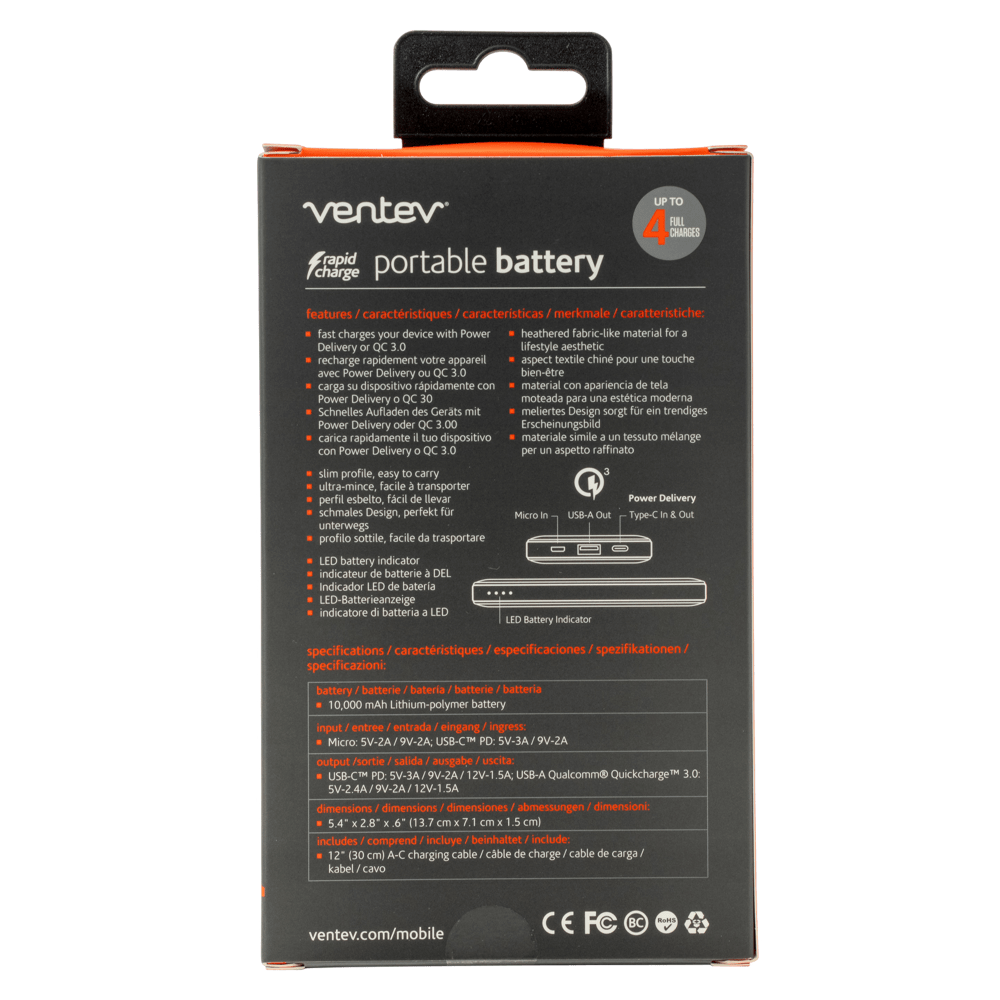 Ventev Portable Battery PD 10,000 mAh by Ventev