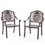 Patio Cast Aluminum Dining Chairs Set of 2 Metal Armchairs Stackable-Copper