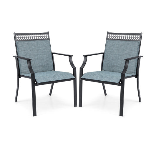 Patio Chairs Set of 2 with All Weather Breathable Fabric-Blue