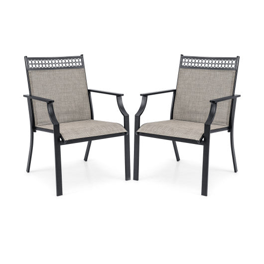 Patio Chairs Set of 2 with All Weather Breathable Fabric-Brown