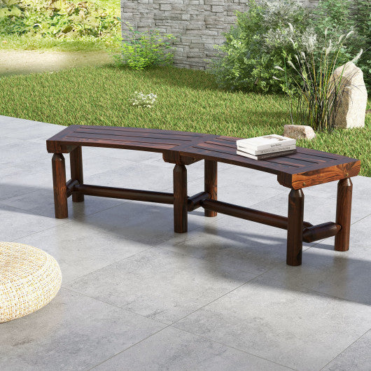 Patio Curved Bench for Round Table Spacious and Slatted Seat