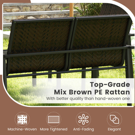 4 Pieces Patio Furniture Set with Heavy Duty Galvanized Metal Frame-Brown