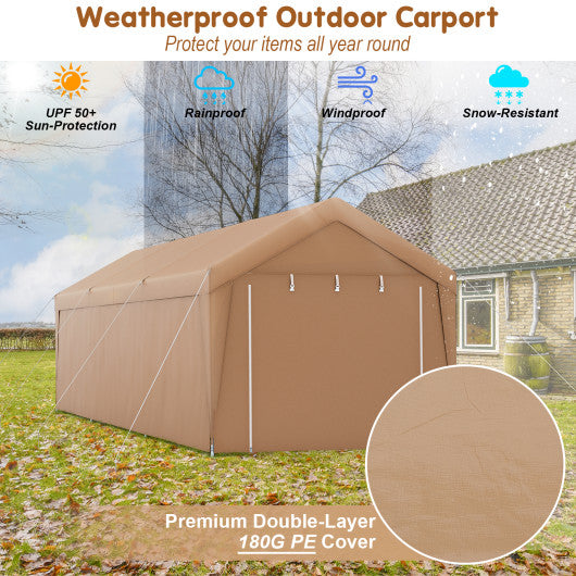 10 x 20 Feet Portable Garage Tent Carport with Galvanized Steel Frame-with Sidewall