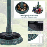 Pedestal Bird Bath with Solar Light with Bird Feeder and Flower Planter-Green