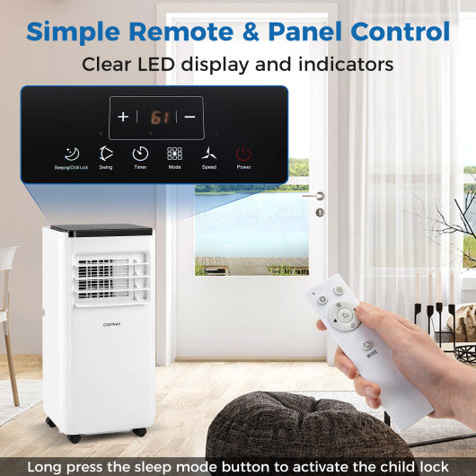 8000/10000 BTU Portable Air Conditioner with Remote Control Cools up to 250/350 Sq.Ft-10000 BTU