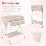 Portable Baby Changing Table with 3-Level Adjustable Height-Beige