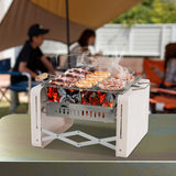 Folding Charcoal BBQ Grill with Dishwasher-safe Grill Grids and Charcoal Box-Beige