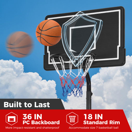 Portable Outdoor Basketball Hoop 6.9-8.5 FT Adjustable with Fillable Base Shatterproof PC Backboard