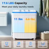 17.6 lbs Portable Washing Machine with Drain Pump-Blue