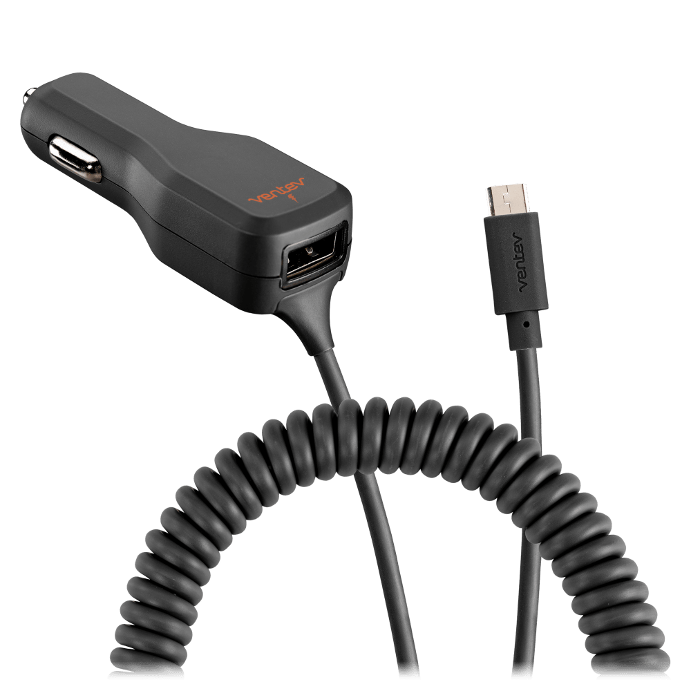 Ventev 17W dashport r2340c Dual Car Charger with USB A and Connected Micro USB Cable by Ventev