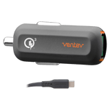 Ventev QC3.0 24W dashport rq1300 mini Car Charger and USB A to USB C Cable 3.3ft by Ventev