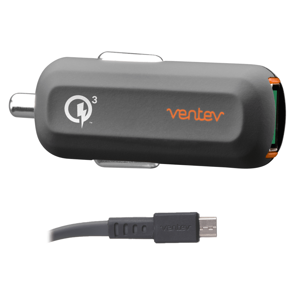 Ventev QC3.0 24W dashport rq1300 mini Car Charger and USB A to Micro USB Cable 3.3ft by Ventev